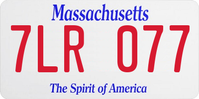 MA license plate 7LR077