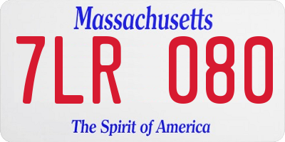 MA license plate 7LR080