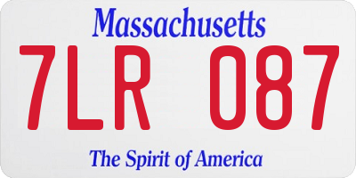 MA license plate 7LR087