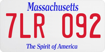 MA license plate 7LR092