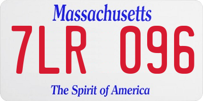 MA license plate 7LR096