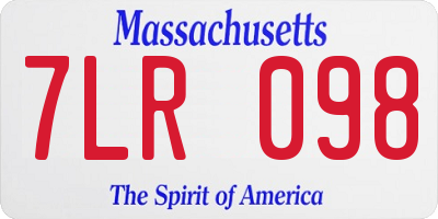 MA license plate 7LR098