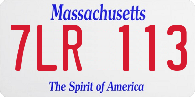 MA license plate 7LR113
