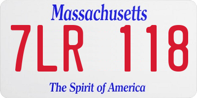 MA license plate 7LR118