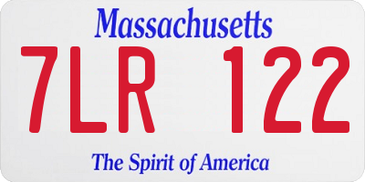 MA license plate 7LR122