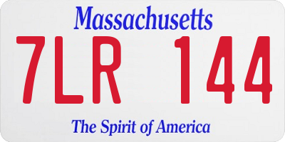 MA license plate 7LR144