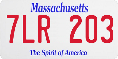 MA license plate 7LR203