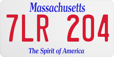 MA license plate 7LR204