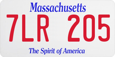 MA license plate 7LR205