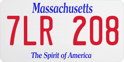 MA license plate 7LR208