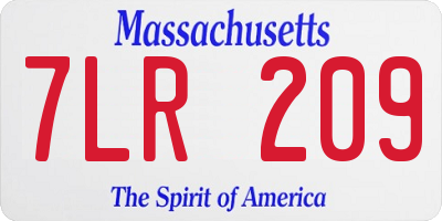MA license plate 7LR209
