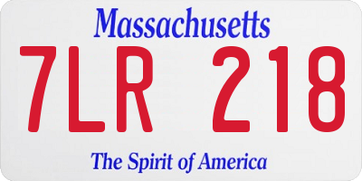 MA license plate 7LR218