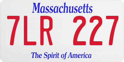 MA license plate 7LR227