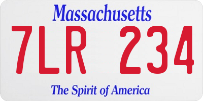 MA license plate 7LR234