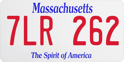MA license plate 7LR262
