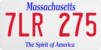 MA license plate 7LR275