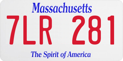 MA license plate 7LR281