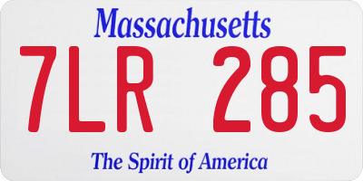 MA license plate 7LR285
