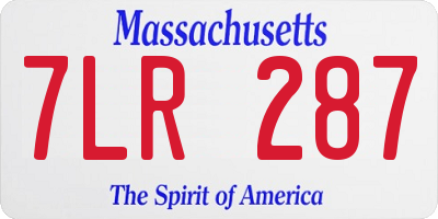 MA license plate 7LR287