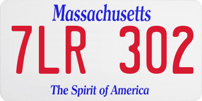 MA license plate 7LR302