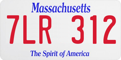 MA license plate 7LR312