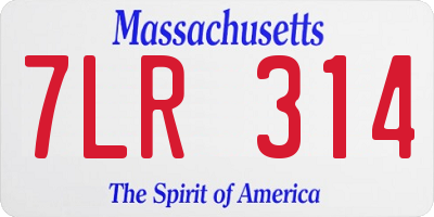 MA license plate 7LR314