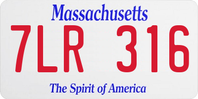 MA license plate 7LR316