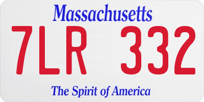 MA license plate 7LR332