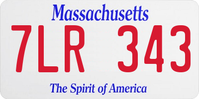 MA license plate 7LR343