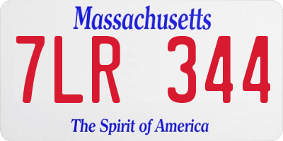 MA license plate 7LR344