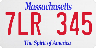 MA license plate 7LR345