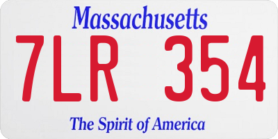 MA license plate 7LR354