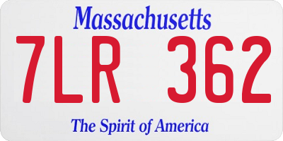 MA license plate 7LR362