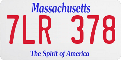MA license plate 7LR378