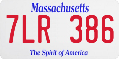 MA license plate 7LR386