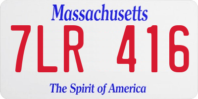 MA license plate 7LR416