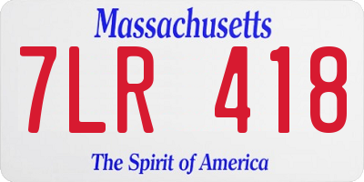 MA license plate 7LR418