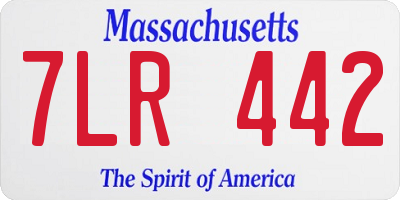 MA license plate 7LR442