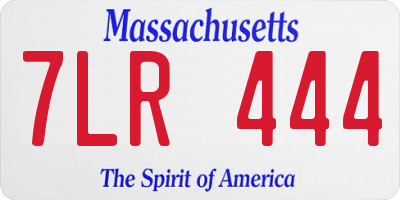 MA license plate 7LR444