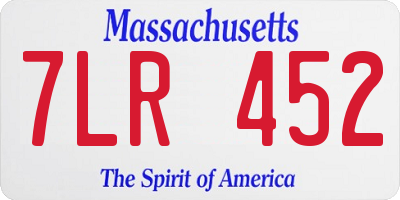 MA license plate 7LR452