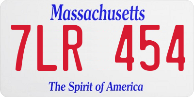 MA license plate 7LR454
