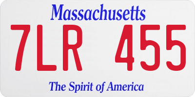 MA license plate 7LR455