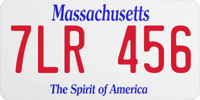 MA license plate 7LR456