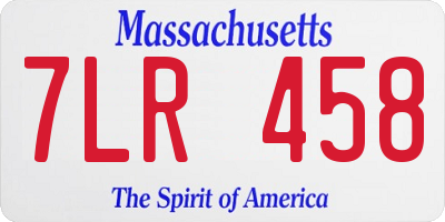 MA license plate 7LR458