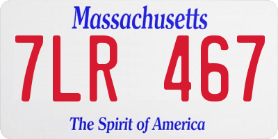 MA license plate 7LR467