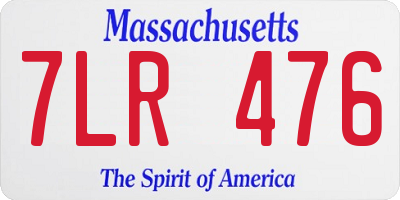 MA license plate 7LR476
