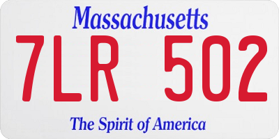 MA license plate 7LR502