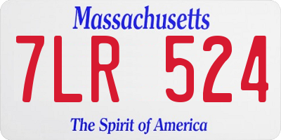 MA license plate 7LR524