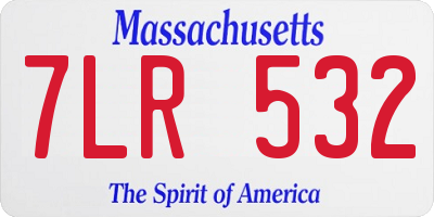 MA license plate 7LR532