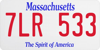 MA license plate 7LR533
